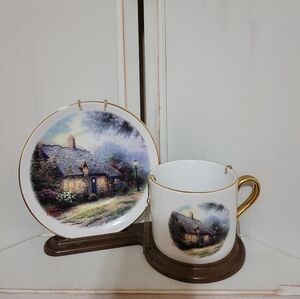 Vintage Thomas Kinkade Cup & Saucer with Display Stand